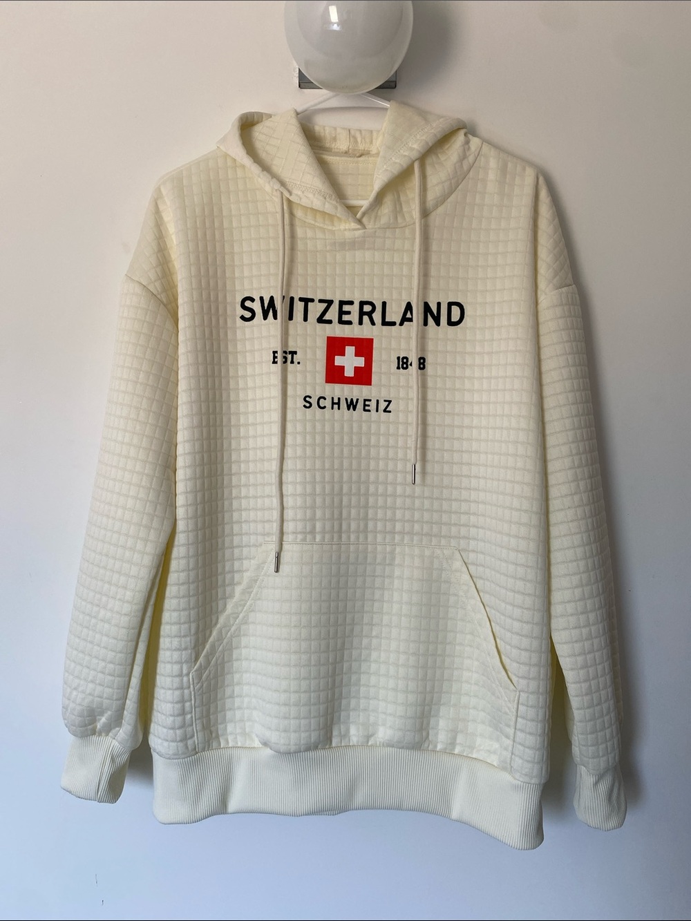 Switzerland Print waffle knit hoodie